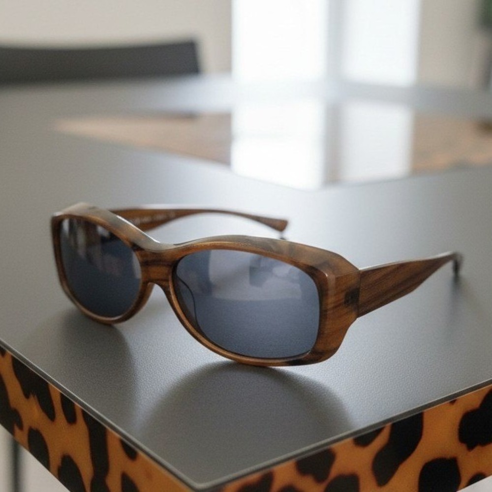 Jonathan Paul Fitovers Glides 008A Sunglasses Brown Woodgrain Wrap Around Mens
